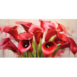 Cuadro de flores con calas en rojo impreso
