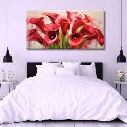 Cuadro de flores con calas en rojo impreso para dormitorio
