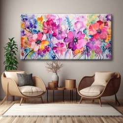 Cuadro Campo con Flores Coloridas impreso para sala de espera o cuarto de estar