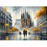 Cuadro Romántico Paseo Otoñal por La Sagrada Familia impreso en lienzo