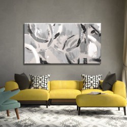 Cuadro Abstracto Vórtices Neutros Lienzo en tonos tierra suaves impreso y pintado para salón