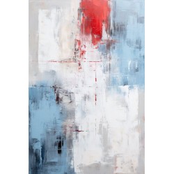 cuadro abstracto vanguardia en azul y rojo sobre grises impreso