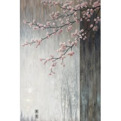 Cuadro de Flores con Primavera en Niebla impreso en lienzo para la decoración de interiores