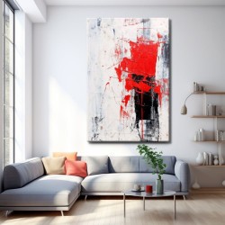 Cuadro Abstracto Vitalidad en Rojo Escarlata impreso en lienzo para salón