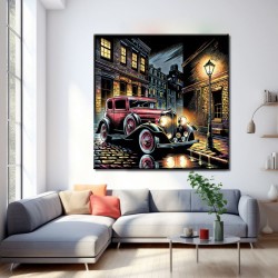 Cuadro Vehículo Nocturno Clásico Impreso en lienzo para salón