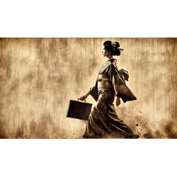 Cuadro Etnico Geisha Caminata Elegante impreso en lienzo