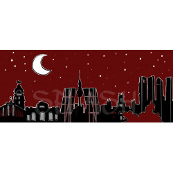 Cuadro skyline Madrid nocturno tipo cómic