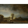 Cuadro de Rembrandt paisaje tempestuoso con puente