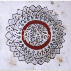 Cuadro de Mandala en plata y rojo