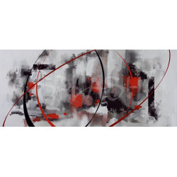Cuadro Abstracto en grises y rojo