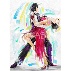 Cuadro de pareja bailando tango