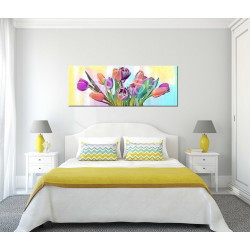 cuadro con Ramo de tulipanes de colores para dormitorio como cabecero