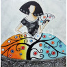 Cuadro Menina con abanico inspirada en el Árbol Vida de Klimt