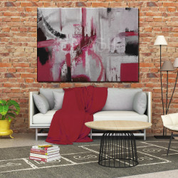 Cuadro Abstracto carmín y gris sobre fondo con textura para salón