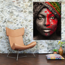 Cuadro Figura de mujer africana en rojo para  sala de estar espera