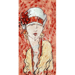 Cuadro mujer con sombrero vintage