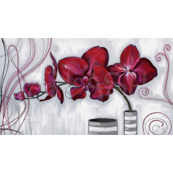 Cuadro pintado de flores rojas y jarrones